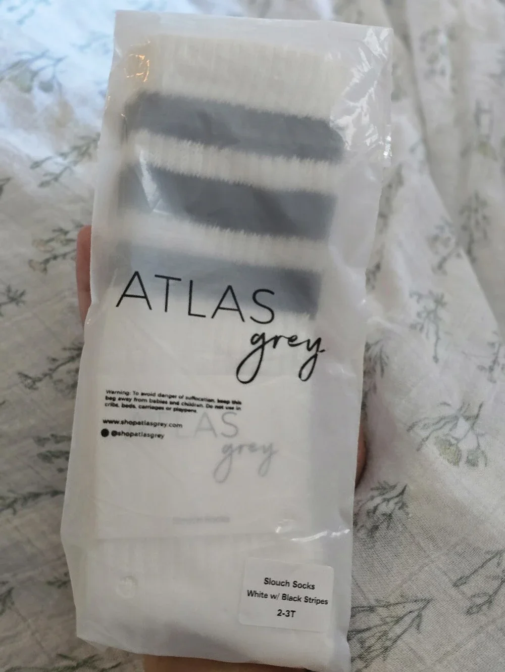 NWT Atlas Grey Organic Slouch Socks 2-3T